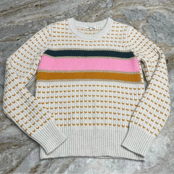MADEWELL Striped Barfield Sweater Wool Alpaca Blend Crop MC013 Women’s size M - Picture 3 of 13